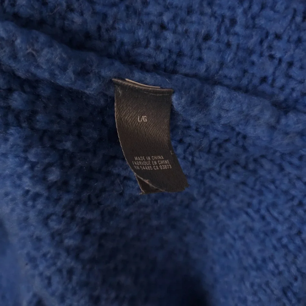 Aerie Sweater Womens L Blue Wool Blend Soft Knit Turtleneck Oversized Slouchy - Picture 4 of 11